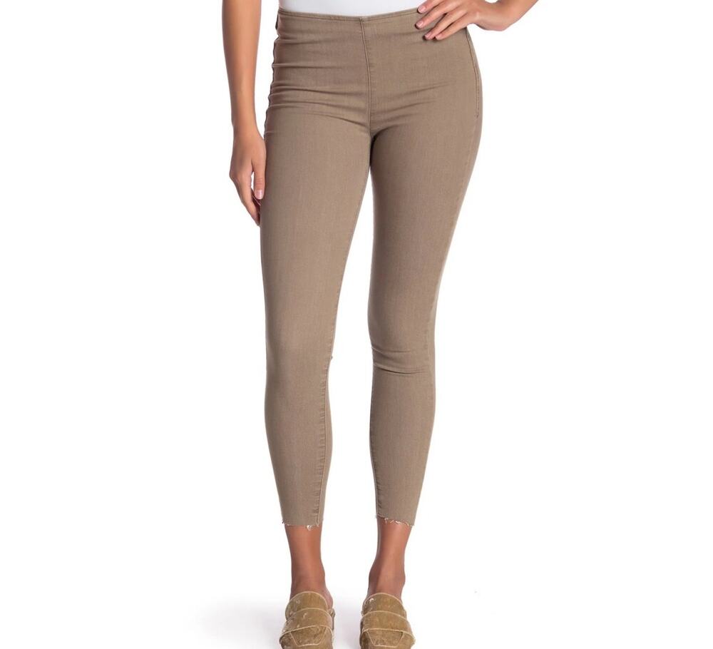Vintage Free People Khaki Easy Goes It Denim Leggings Jeggings 24